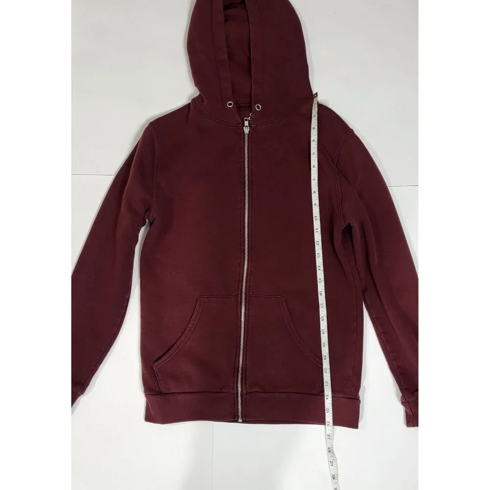 Clean Tees Fresh Maroon Zip-Up Hoodie Size Small